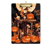 Funny Skeletons Pumpkins Happy Halloween Black clipboard menu Holder Acrylic Cute for Student Girls Kids Teacher clipboard Size 9 x 12