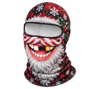 Funny Ski Mask Christmas Balaclava Full Face Mask Winter Head Cover | Novelty Reindeer Santa Elf Snowman Print Neck Gaiter for Skiing Snowmobile Motorcycle Holiday Outdoor Face Protection