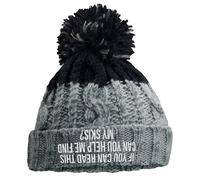 Funny Skiing Apres Beanie If You Can Read This Can You Help Me Find My Skis Ski Trip Accessory Winter Walking Unisex Embroidery Hat, One Size, Grey/Black