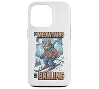 Funny Skiing Cat The Meowtains Are Calling Mountain Lover Case for iPhone 13 Pro