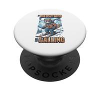 Funny Skiing Cat The Meowtains Are Calling Mountain Lover PopSockets Adhesive PopGrip