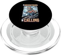 Funny Skiing Cat The Meowtains Are Calling Mountain Lover PopSockets PopGrip for MagSafe