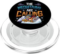 Funny Skiing Cat The Meowtains Are Calling Mountain Lover PopSockets PopGrip for MagSafe