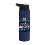 Funny Skiing Cat The Meowtains are Calling Mountain Lover Stainless Steel Insulated Water Bottle