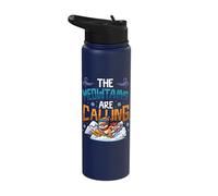 Funny Skiing Cat The Meowtains are Calling Mountain Lover Stainless Steel Insulated Water Bottle