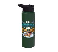 Funny Skiing Cat The Meowtains are Calling Mountain Lover Stainless Steel Insulated Water Bottle