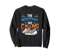 Funny Skiing Cat The Meowtains Are Calling Mountain Lover Sweatshirt