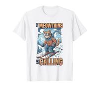 Funny Skiing Cat The Meowtains are Calling Mountain Lover T-Shirt