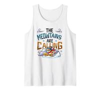 Funny Skiing Cat The Meowtains are Calling Mountain Lover Tank Top