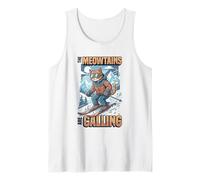 Funny Skiing Cat The Meowtains are Calling Mountain Lover Tank Top