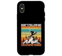 Funny Skiing Don't Follow Me I Do Stupid Things Retro Skier Case for iPhone X/XS
