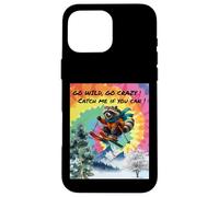 Funny Skiing Raccoon Going Wild on the Ski Slopes Case for iPhone 16 Pro Max