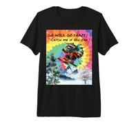Funny Skiing Raccoon Going Wild on The Ski Slopes Premium T-Shirt