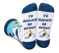 Funny Skiing Socks for Men Dad Teen Boy, I’D RATHER BE SKIING Novelty Gifts