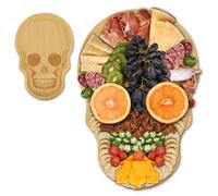 Funny Skull Aperitif Board XILAZAB Unique Large Bamboo Wood Halloween Charcuterie Cheese Cutting Board Spooky Skeleton Decorative Serving Platter Tray for Thanksgiving Christmas Housewarming Party