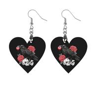 Funny Skull Crow Blackbird Wood Earrings Personalized Dangle Earring Pendants Charms for Woman Jewelry