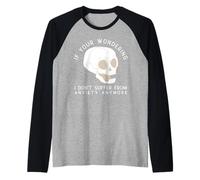 Funny Skull I Don't Suffer from Anxiety Anymore Raglan Baseball Tee