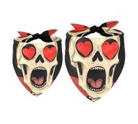 Funny Skull Man with Hearts Translucent Light Breathable Chiffon Yarn Pet Collars 2 Pack- 40.6x40.6x58/16x16x22.8in & 53.3x53.3x76.2/20.9x20.9x30in