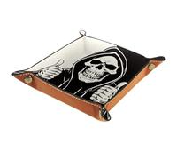 Funny Skull Portable Folding Dice Rolling Tray, Microfiber Leather Dice Holder for Dice Games Like RPG, DND and Other Table Games, 20.5 × 20.5 cm