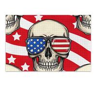 Funny Skull Red Stripes Jigsaw Puzzles 1000 Pieces Adult White Elephant Party Gifts Difficult Jigsaw Puzzle Animal Art Puzzle, 29.5x19.7 Inch