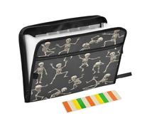 Funny Skull Skeleton Expanding File Folder 13 Pockets Accordion File Organiser Folders for Paperwork A4 Storage Portable Document Organiser Filing Wallet