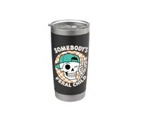 Funny Skull Skeleton Retro Humor Somebody's Feral Child Stainless Steel Insulated Tumbler