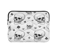 Funny Skulls Hearts Black White Computer Cases for Laptops, Protective Padded 13.3 Inch Laptop Sleeve for Women