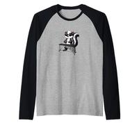 Funny Skunk Wearing Sunglasses Playing Marimba Raglan Baseball Tee