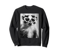 Funny Skunk with Hearts Sunglasses Cute Forest Animal Meme Sweatshirt