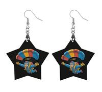 Funny Skydiving Wood Earrings Personalized Dangle Earring Pendants Charms for Woman Jewelry