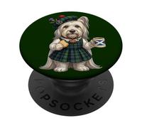Funny Skye Terrier Lady Dog Mug Coffee Scotland Flag PopSockets Adhesive PopGrip