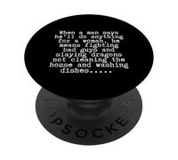 Funny Slaying Dragons Husband Chores Sarcasm PopSockets Adhesive PopGrip