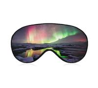 Funny Sleep Mask for Women Men,A Beautiful Green Red Aurora Dancing Over Iceland Soft Blindfolds Eye Mask for Sleeping Adjustable Elastic Strap Blackout Sleep Cover Eye Shade for Travel Sleeping Nap