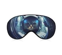 Funny Sleep Mask for Women Men,A Cute Cat in A Spacesuit is Very Handsome Soft Blindfolds Eye Mask for Sleeping Adjustable Elastic Strap Blackout Sleep Cover Eye Shade for Travel Sleeping Nap