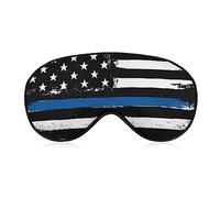 Funny Sleep Mask for Women Men,Black American Flag with Blue Stripes Soft Blindfolds Eye Mask for Sleeping Adjustable Elastic Strap Blackout Sleep Cover Eye Shade for Travel Sleeping Nap