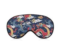 Funny Sleep Mask for Women Men,Blue and Red Dragons Fighting in The Clouds Soft Blindfolds Eye Mask for Sleeping Adjustable Elastic Strap Blackout Sleep Cover Eye Shade for Travel Sleeping Nap
