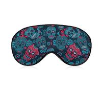 Funny Sleep Mask for Women Men,Blue Green Red Flower Skull Soft Blindfolds Eye Mask for Sleeping Adjustable Elastic Strap Blackout Sleep Cover Eye Shade for Travel Sleeping Nap