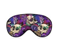 Funny Sleep Mask for Women Men,Bright Magic Mushrooms Skulls Soft Blindfolds Eye Mask for Sleeping Adjustable Elastic Strap Blackout Sleep Cover Eye Shade for Travel Sleeping Nap