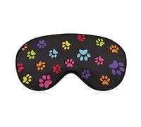 Funny Sleep Mask for Women Men,Colorful Dog Paw Print Black Soft Blindfolds Eye Mask for Sleeping Adjustable Elastic Strap Blackout Sleep Cover Eye Shade for Travel Sleeping Nap