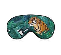 Funny Sleep Mask for Women Men,Exotic Palm Leaf Tiger Animal Soft Blindfolds Eye Mask for Sleeping Adjustable Elastic Strap Blackout Sleep Cover Eye Shade for Travel Sleeping Nap