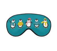 Funny Sleep Mask for Women Men,Five Cute Little Penguins in Winter Soft Blindfolds Eye Mask for Sleeping Adjustable Elastic Strap Blackout Sleep Cover Eye Shade for Travel Sleeping Nap
