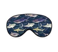 Funny Sleep Mask for Women Men,Hand Drawn Shark Whale Marine Life Soft Blindfolds Eye Mask for Sleeping Adjustable Elastic Strap Blackout Sleep Cover Eye Shade for Travel Sleeping Nap