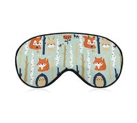 Funny Sleep Mask for Women Men,Hedgehog Rabbit Fox Pine Tree Soft Blindfolds Eye Mask for Sleeping Adjustable Elastic Strap Blackout Sleep Cover Eye Shade for Travel Sleeping Nap