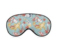 Funny Sleep Mask for Women Men,Koi Fish and Maple Leaves in The Pond Soft Blindfolds Eye Mask for Sleeping Adjustable Elastic Strap Blackout Sleep Cover Eye Shade for Travel Sleeping Nap