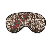 Funny Sleep Mask for Women Men,Leopard Print Red Roses Soft Blindfolds Eye Mask for Sleeping Adjustable Elastic Strap Blackout Sleep Cover Eye Shade for Travel Sleeping Nap
