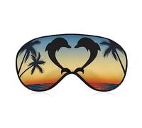 Funny Sleep Mask for Women Men,Sunset Palm Tree Dolphin Ocean Soft Blindfolds Eye Mask for Sleeping Adjustable Elastic Strap Blackout Sleep Cover Eye Shade for Travel Sleeping Nap