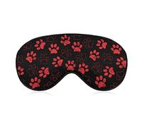 Funny Sleep Mask for Women Men,Vintage Red Dog Animal Puppy Paw Print Soft Blindfolds Eye Mask for Sleeping Adjustable Elastic Strap Blackout Sleep Cover Eye Shade for Travel Sleeping Nap