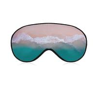 Funny Sleep Mask for Women Men,White Wave Foam Hit The Sand Beach Turquoise Water Soft Blindfolds Eye Mask for Sleeping Adjustable Elastic Strap Blackout Sleep Cover Eye Shade for Travel Sleeping Nap