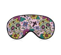 Funny Sleep Mask for Women Men,Yellow Sugar Skulls Cross Floral Day of The Dead Soft Blindfolds Eye Mask for Sleeping Adjustable Elastic Strap Blackout Sleep Cover Eye Shade for Travel Sleeping Nap