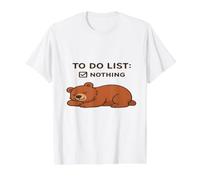 Funny Sleeping Bear Humor to Do List Nothing Value Graphic T-Shirt, Men, White, S